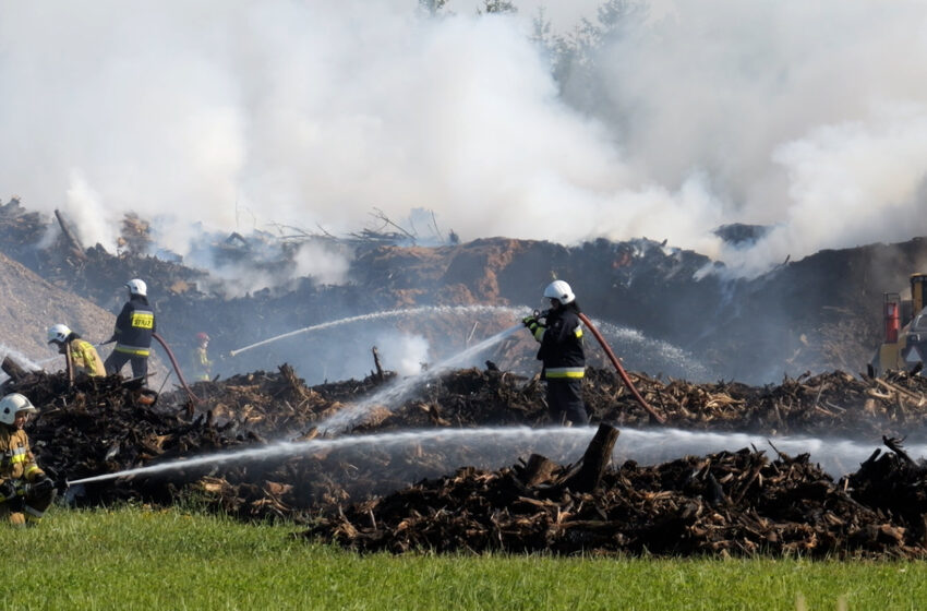  Kolejny raz płonie biomasa w Sławoszewku